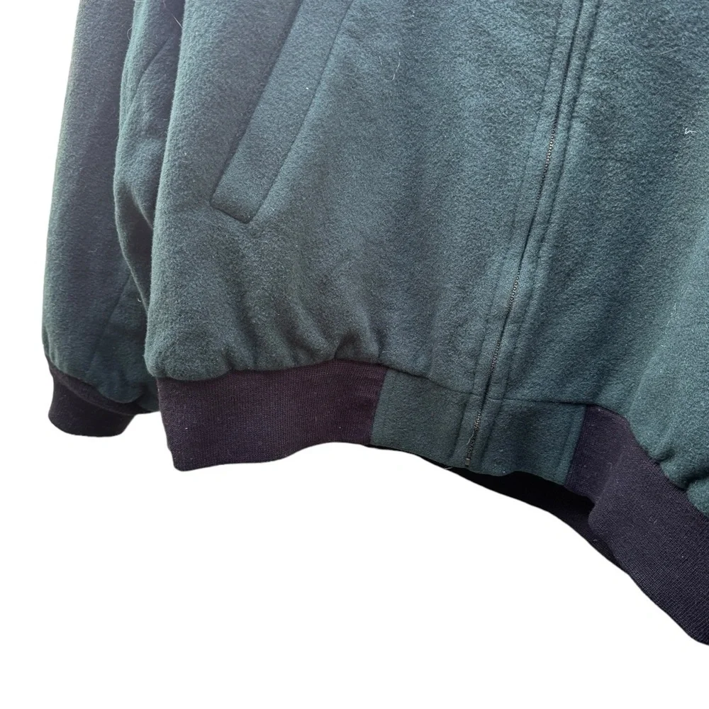 Vtg L.L. Bean 100% Wool Bomber Jacket Spruce Green Full Zip Lined USA Large